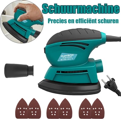 Detail muisschuurmachine, 220W compacte schuurmachine voor hout, 13.000 tpm schuurmachine met stofafzuiging, 6 stuks standaard schuurpapier