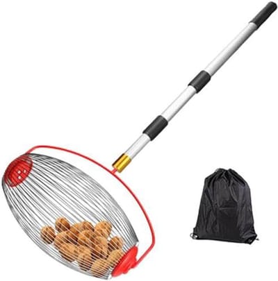 Fruitplukker - Notenverzamelaar - Rolplukker - Verzamelaar van bevroren fruit - met telescopische steel van 18-41 inch - voor fruit en noten - voor bolvormige objecten met een diameter van 1,8-5 cm - groot