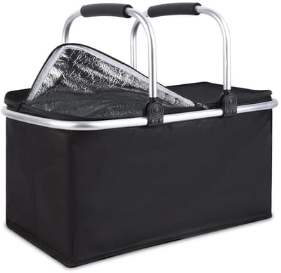 Unyqoos ® Opvouwbare Geïsoleerde Boodschappen- en Picknickmand met Aluminium Handvatten, 30 Liter Capaciteit