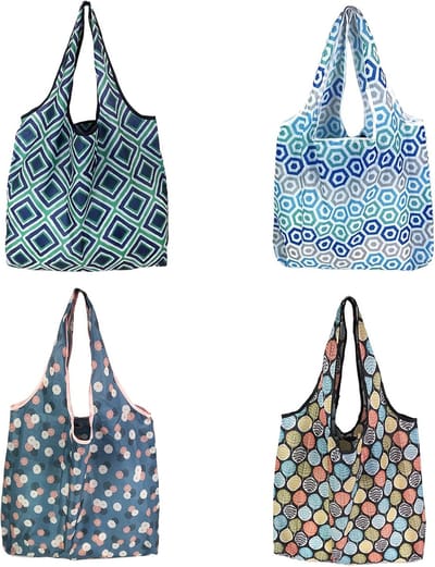 Solidchoice - Herbruikbare Vouwbare Shopping Bag, Set van 4