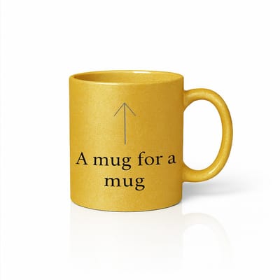 “A Mug for a Mug” Gouden Mok – Grappig Minimalistisch Pijlontwerp – 330 ml Gouden Koffiebeker Cadeau