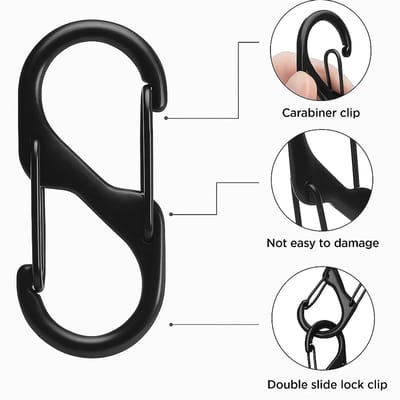 6 Stuks Karabijnhaak Sleutelhangers Met Dubbele Opening I Karabijnhaak I Musketonhaak I Carabiner I S Karabijn I Rits Vervanger I Zwart