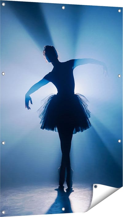 Gards Tuinposter Ballerina Silhouet - Ballet - 80x120 cm - Tuindoek - Tuindecoratie - Wanddecoratie buiten - Tuinschilderij