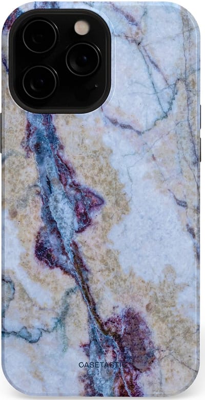 Casetastic hoesje geschikt voor Apple iPhone 13 Pro Max - MagSafe - Dubbellaagse bescherming - Diepzee Marmer - Fashion Case - Blauw Zand
