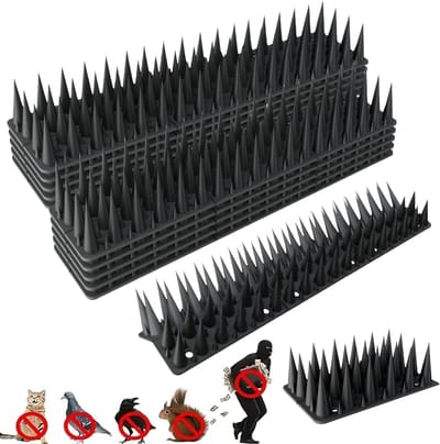 Famanu – Verbeterde duif spikes - tuin hoge vogel spikes hek muur spikes dekking tussen 3 m tot 6m - vogel eekhoorn duif kat vos afschrikmiddel spikes - 10 Pack Anti Bird spikes (zwart)