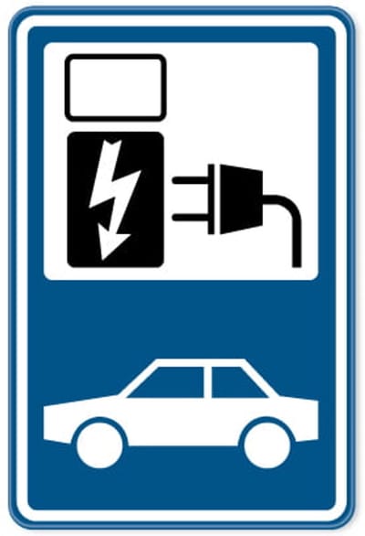Bord oplaadpunt auto's - blauw - Weerbestendig Aluminium - 40x60 cm - Bevestiging: Zonder bevestiging (alleen het bord)
