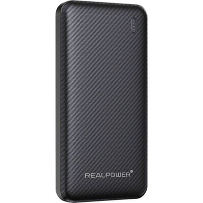 RealPower Powerbank 10000 mAh Fast Charge, SuperCharge, USB PD USB-A, USB-C Zwart