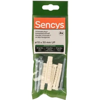 Sencys Universele Plug Nylon - Diam. 10x50mm - 4 Stuks