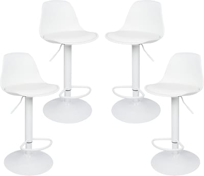 PIPIPOXER Set van 2 barkrukken met rugleuning Barstoel Kunstleer In hoogte verstelbaar Wit