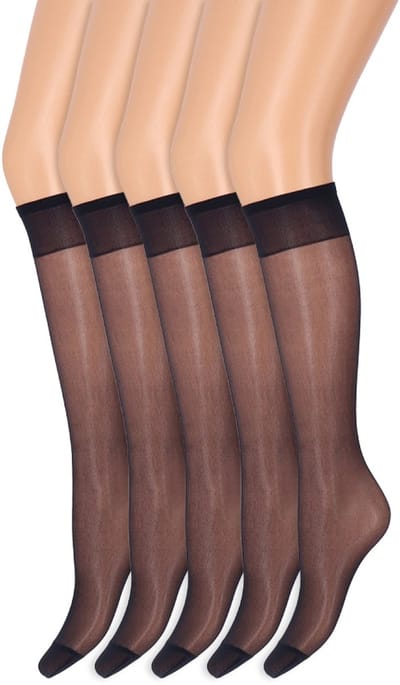Kniekousen met soepele boord | Perfecte pasvorm | 20 denier | Merk: Marianne | Maat: One Size | Kleur: Blauw | 5 Paar