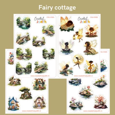 Bullet Journal Stickers - Planner Agenda Stickers - Fairy cottage stickers - 4 stickervellen - fee brug water - Scrapbook stickers - Deco stickers - fantasy stickers - volwassenen en kinderen