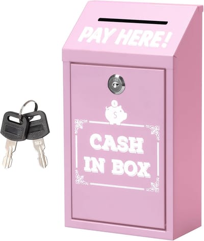 Donatiebox Metaal - Suggestiedoos Brievenbus - Veilig Opbergen - Met Sleutel Grendel - 14.5 x 7.5 x 26 cm - Roze