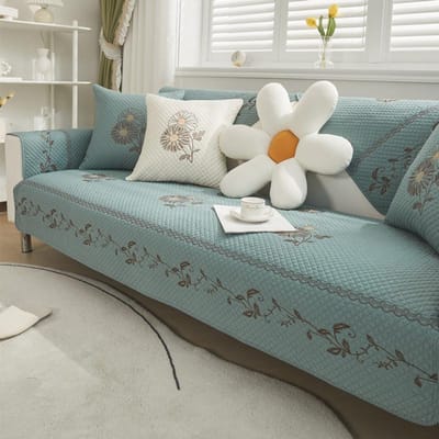 Vier Seizoenen Stof Gewassen Katoen Geborduurd Bankkussen Modern Eenvoudige Combinatie Antislip Bankkussenhoes 70*70cm