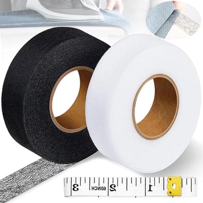 Pack van 2 Strijkbare Hem, Wasbaar, 64 m Strijkband, 2 cm Breed voor Gordijnen en Kledingreparatie