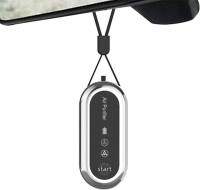 Persoonlijke Luchtreiniger Ketting - Draagbare Ionisator - Schone Lucht - Compact Ontwerp - 125 x 95 x 25 cm - Zilver