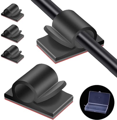 Zelfklevende Kabelclips met Opbergdoos - 100 Stuks, Organisator voor Kabelbeheer, Ideaal voor Thuis, Kantoor en Buitengebruik - 14x20mm