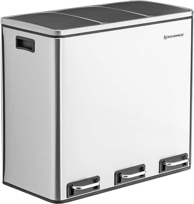 FurnStar prullenbak 3x18L - 54L - 3 Vakken - Afvalscheiding - Roestvrij Staal