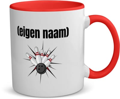 Akyol - bowlen kegels met eigen naam koffiemok - theemok - rood - Bowlen - ieman die graag bowlt - sport - bal - kegels - cadeau - verjaardag - kado - 350 ML inhoud