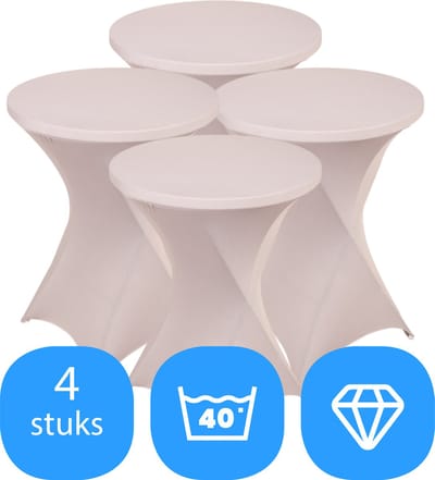 Statafelrok Licht Grijs x 4 – ∅80-85 x 110 cm – Stretch 4 stuks – Tafelrok voor Statafel – Geschikt voor Horeca Evenementen | Sta Tafel Hoes | Staantafelhoes | Cocktailparty | Trouwerij