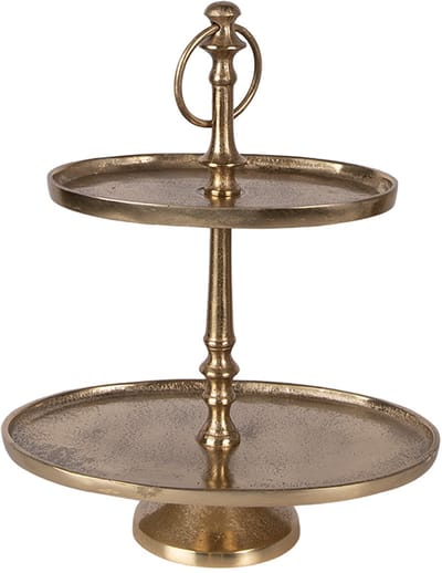 Clayre & Eef Etagère 2 laags 27x18x34 cm Goudkleurig Aluminium