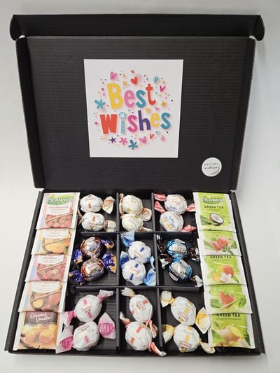 Chocolade Ballen - Thee Proeverij Pakket Groot | Mystery Card 'Best Wishes' met persoonlijke (video)boodschap | Chocolade-Theepakket | Feestdagen box | Chocolade cadeau | Valentijnsdag | Verjaardag | Moederdag | Vaderdag