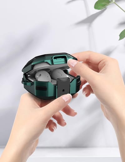 Duurzame Oordopjes Case voor Galaxy Buds Live, Buds2, Buds Pro en Buds2 Pro, Schokbestendig en Krasbestendig met Carabiner Bevestiging, Zwart