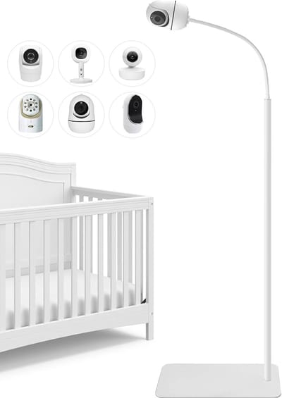 Babyfoonhouder Vloerstandaard - Babycamera Standaard - Babykamer Bewaken - Brede Compatibiliteit - 170 cm - Wit