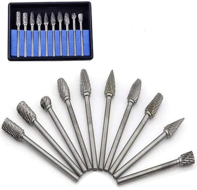 Tungsten Carbide Frees Bit Set - 10 Draaibare Metaalbewerkings Frezen - Gravuren en Polijsten - Slijpkop voor Dremel Gereedschap