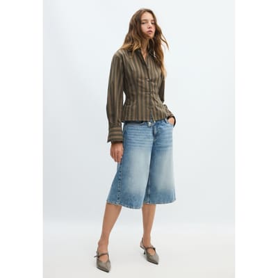 Stradivarius Gestreept overhemd  Kaki XS