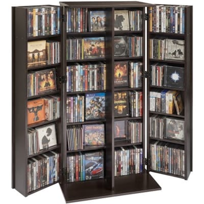 VEVOR dvd-kast met 24 vakken, mediakast, vrijstaande kast 610 x 368 x 1270 mm, ruimtebesparende cd-kast voor cd's, dvd's, boeken, game discs, woonkamer, thuiskantoor, opnamestudio, zwart