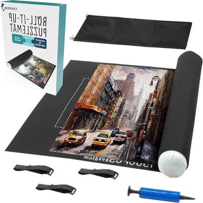 Puzzelmat met Roll-Up Systeem - Puzzel Opberger - Puzzels Bewaren - Voor 1500 Stukjes - 118 x 66 cm - Zwart