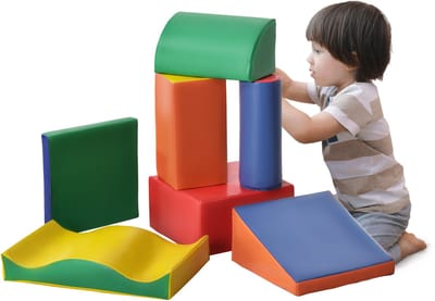 Zachte bouwstenen, 7-delige set, veilig materiaal, zacht en onderhoudsvriendelijk, schuimrubber, veelkleurig