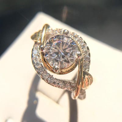 Explosieve Sieraden Nieuwe Baxin Bajian Zirconium Gouden Set Diamantkleur Bloem Ring No. 10 gray