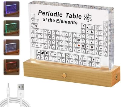Periodiek Systeem Elementen Display - Acryl met 83 Echte Monsters en LED Verlichting