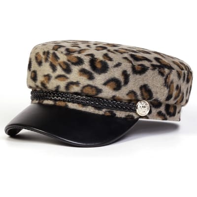 Casquette Marine Imprimé Léopard Peluche Unisexe Automne Hiver Casquettes de Marin Casquette Béret Hommes Plat Sommet Capitaine Casquettes Militaires gray