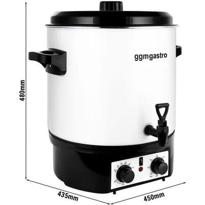 GGM Gastro Wasser- & Glühweinkocher - 27 Liter - 1,8 kW - Weiß - mit Ablasshahn & Timer