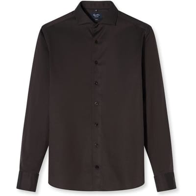 OLYMP Signature Casual Overhemd, Tailored Fit, Cutaway, Bruin