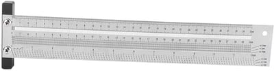 Precisieliniaal Houtbewerking - T-liniaal Tekengereedschap - Nauwkeurig Markeren - Roestvrij Staal - 30.5 cm - Zilver