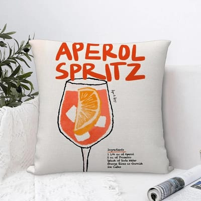 Huisdecoratie Aperol Spritz Thema Decoratieve Kussenhoezen Patroon Kussenhoes Geschikt Voor Bank Slaapkamer Auto Kussenhoes Peach skin 18*18(CM)-1Pcs