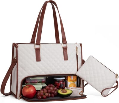 Vrouwen Laptop Tas met Lunch Compartment, 2-in-1 Draagtas voor School, Werk en Reizen, 15.6 Inch Geschikt