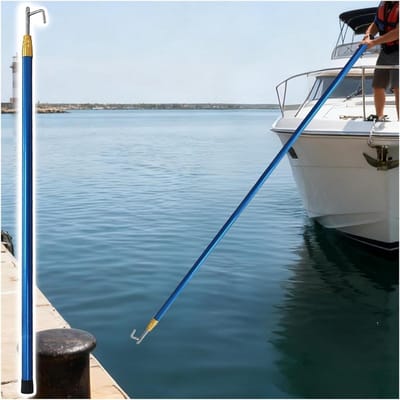 Telescopische boothaak - Aanlegstok duwstang - Aanleggen boot - Uitschuifbaar tot 6 meter - 6 meter - Zilver