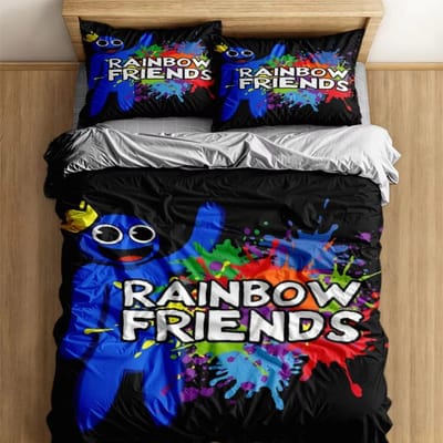 Graffiti Rainbow Friends Cartoon Dekbedovertrek VK Eenpersoons Tweepersoons Kingsize VS Twin Volledig Queensize Beddengoedset AU Single(140x210cm)