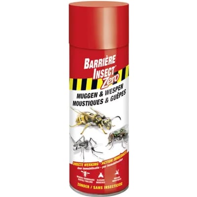 Barrière Insect Zero Muggen & Wespen - 100% fysieke werking - gebruik binnen en buiten - vlekt/kleeft niet - spuitbus 400 ml