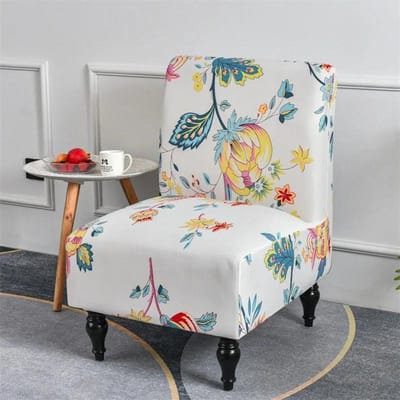 Bloemenprint Scandinavische Armloze Accentstoelhoes Enkele Bank Kruk Sliphoes Stretch Stoel Zittinghoezen Elastische Bankbeschermer 1PC