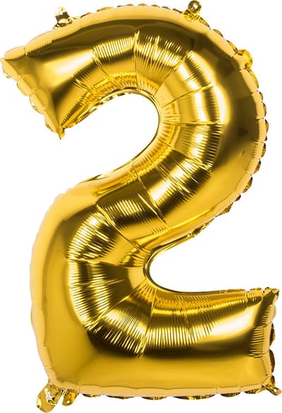 Boland - Folieballon '2' goud (86 cm) 2 - Goud - Cijfer ballon