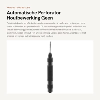 Dailygoods - Automatische Perforator - Houtbewerking - Geen hamer nodig - Zwart - Voor metaal en meer - Efficiënt en gebruiksvriendelijk - Perfect voo...