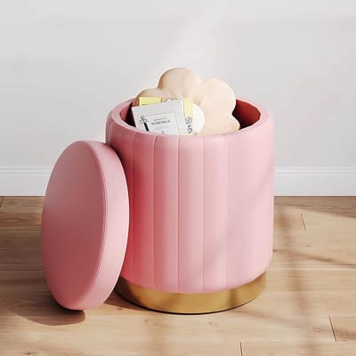 Voetsteunkruk met opbergruimte - Decoratief meubel - Woonkamer Organisatie - Afneembaar deksel - 43x34cm - C