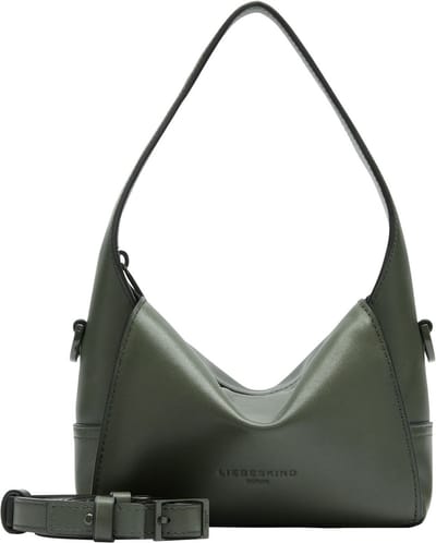 LIEBESKIND BERLIN Leren Handtas Schoudertas Lou 2 Calf Optic Hobo Bag Cypress Green Donkergroen