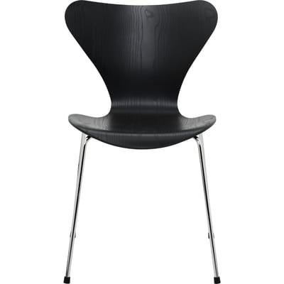 Fritz Hansen Serie 7 3107 stoel - gekleurd fineer - verchroomd - essen zwart