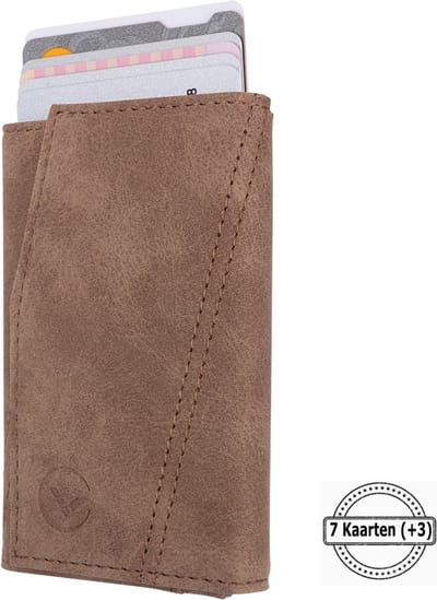 VEXON - Wallet pro - Premium Wallet Slim - Pasjeshouder Bruin - 7 Pasjes + Briefgeld - RFID Creditcardhouder - Pasjeshouder Mannen & Vrouwen - Pasjeshouder Uitschuifbaar - Kaarthouder - Kaarthouder Pasjes - Bruin